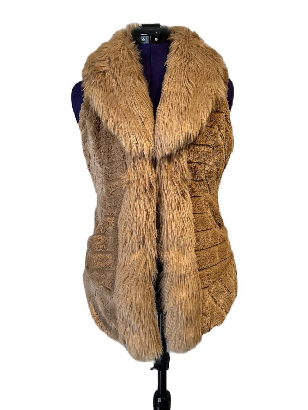 Tan Brown Faux Fur Short Sleeve Vest